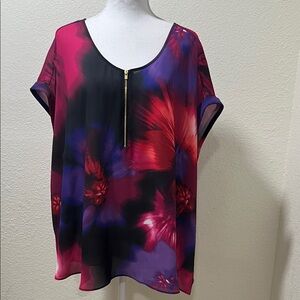 BOLD elements Women's Floral Blouse - Red and Purple